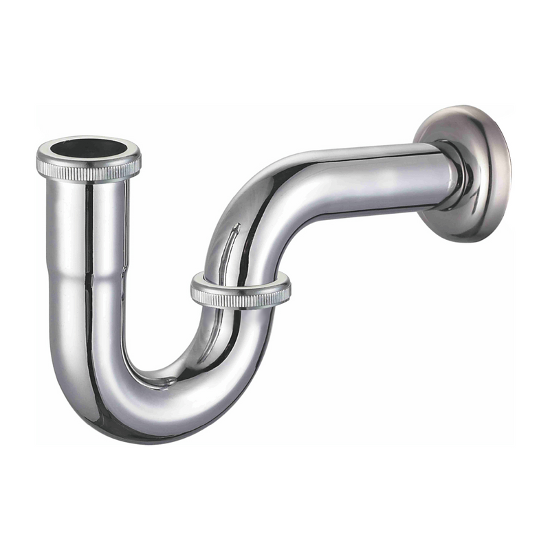 Drenaje para Lavamanos 1 1/4" Tipo Tubo en U. Trampa Cromada con Tuerca Metálica.