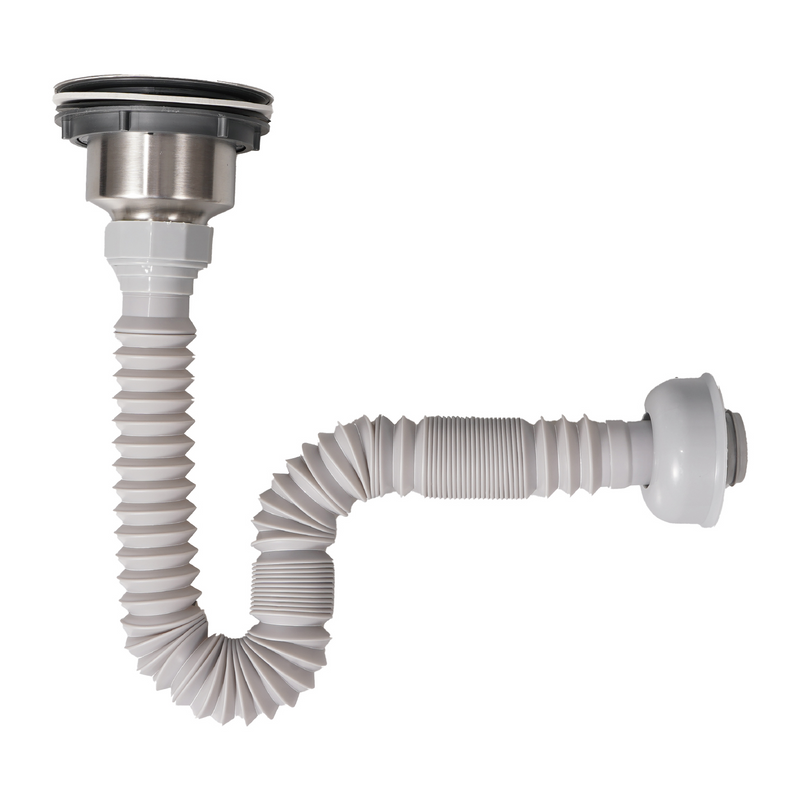 Desagüe para fregador 1-1/2". Colador de Acero Inoxidable con Tubo Flexible de 80 cm para Drenaje.