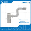 Trampa Sifón Botella para Fregador 1 1/2". Tubo Flexible Expandible 42cm. Drenaje Ajustable.