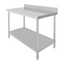 MESA DE TRABAJO INOXIDABLE CON BACKSPLASH DE 140 CM X 60 CM X H85 CM.  CALIBRE 0.8 MM GRUESO CON MDF