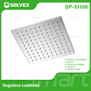 Regadera para Ducha Cuadrada 8" Cromada. Cabezal de Acero Inoxidable Resistente.