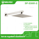 Regadera Cuadrada 8" con Brazo de 40 cm. Set de Ducha Acero Inoxidable. Acabado satinado cepillado.