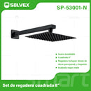 Regadera Cuadrada 8" con Brazo de 40 cm. Set de Ducha Acero Inoxidable. Color negro.