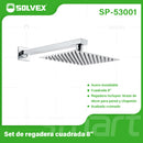 Regadera Cuadrada 8" con Brazo de 40 cm. Set de Ducha Acero Inoxidable Cromado.