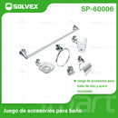 Accesorios para Baño. Set de 6 Piezas. Acero Inoxidable y Zinc con Acabado Cromado Brillante.