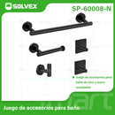 Accesorios para Baño. Set de 5 Piezas. Acero Inoxidable y Zinc. Color negro.