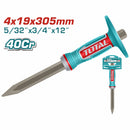 Cincel de hormigón 4mm 40Cr 4x19x305mm. Mango diseño único. Recubrimiento en polvo.