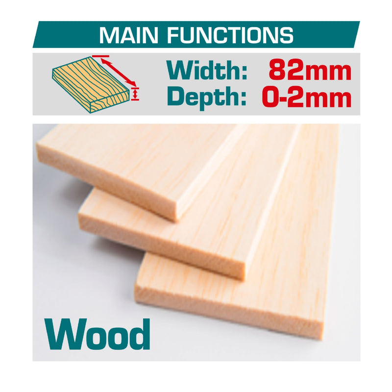 Cepillo Eléctrico De Madera Inalámbrico 320W 14000Rpm 82 x 2mm 20V. No incluye batería ni cargador.