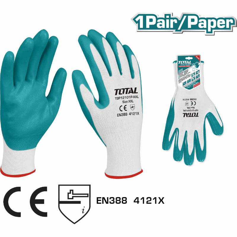 (1 par) Guantes de nitrilo en la palma .Medida XXL.