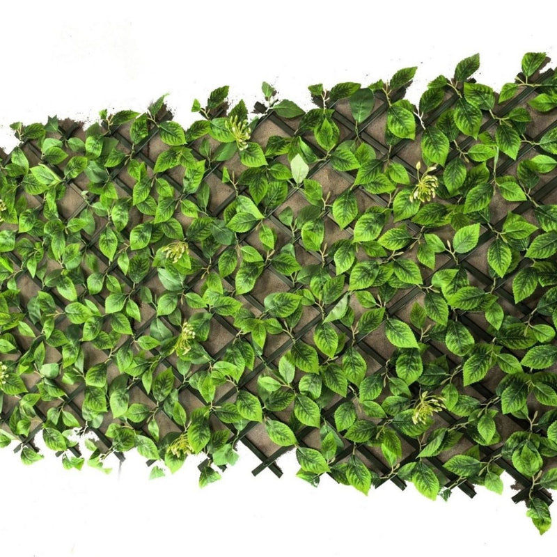 Follaje Artificial Valla Extensible 190 cm x 73.5 cm  con Protección UV para Exteriores.Tipo Enrejado Verde (CON PROTECCION UV)