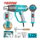Pistola de Calor 2000W 50-600°C Pantalla LCD Incluye accesorios. Blower aire caliente. Super total