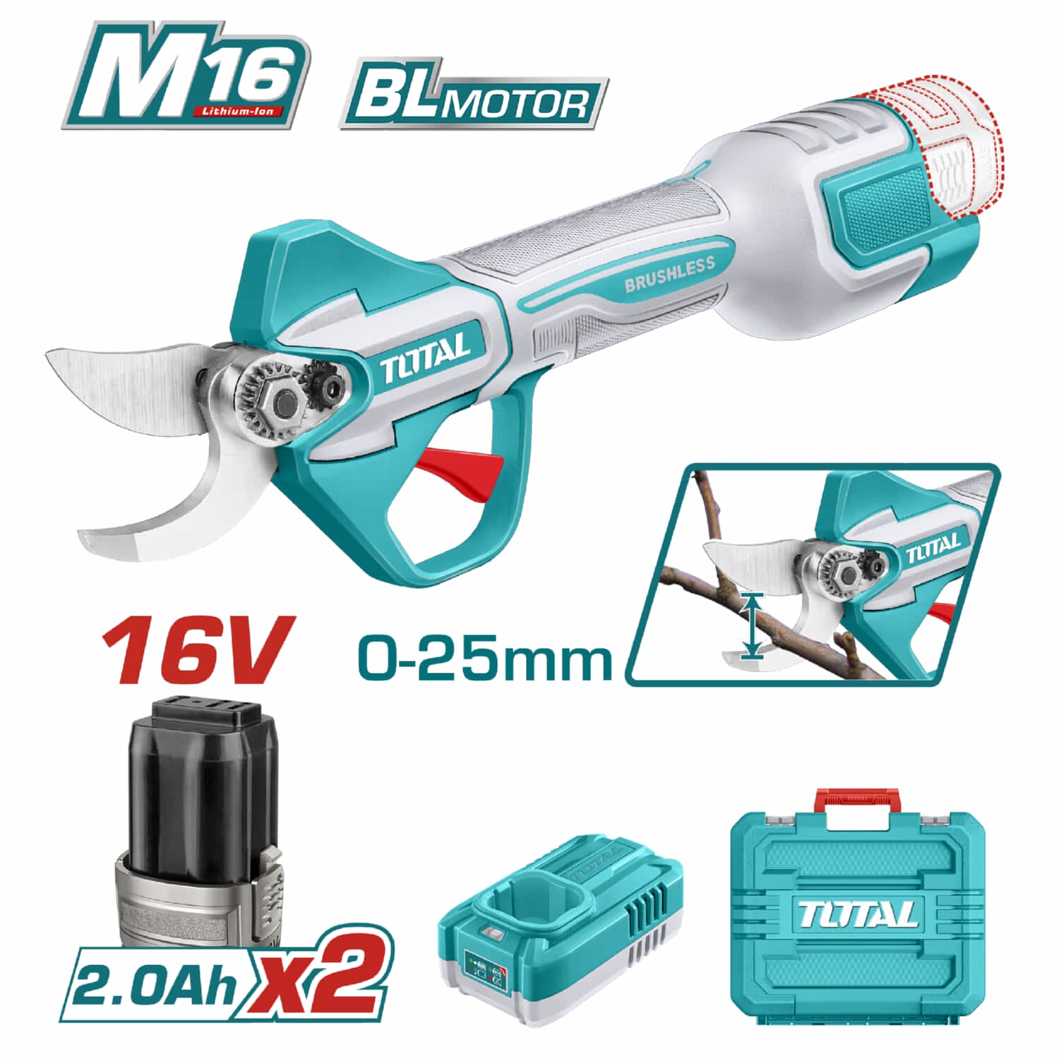 Podadora tijera Cizalla Recta 16V Motor sin escobillas Corte 25mm