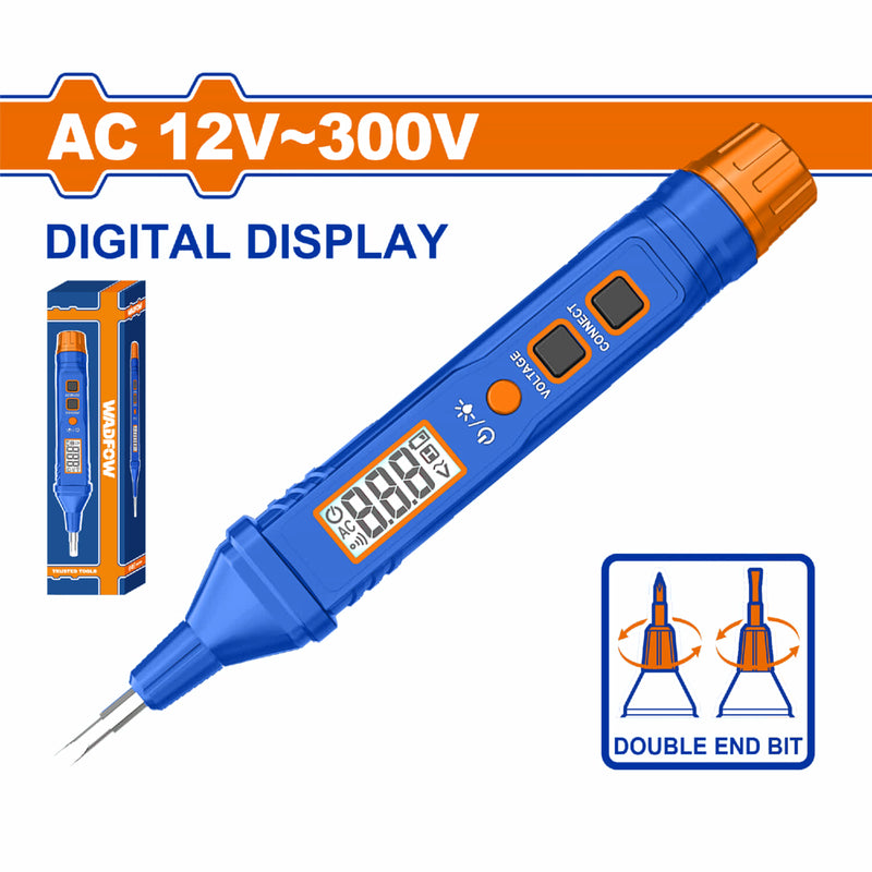 Medidor Probador De Voltaje De Lápiz AC 12-300V. LCD. Alarma de sonido y luz. Apagado automático. Indicador de batería baja. 2 pilas AAA