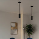 Lámpara LED Colgante Cilíndrica Moderna Negra 1XGU10 de Aluminio 55x150mm Ideal para Comedores, Cocinas y Salas de Estar. Lámpara Colgante LED de Tubo Largo.