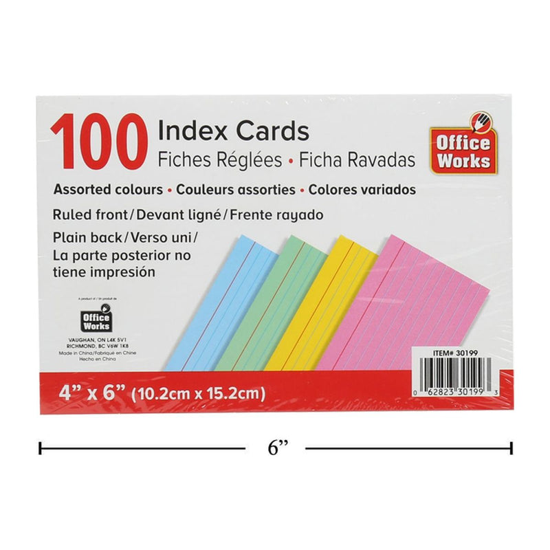 Tarjeta de índice con rayas de 100 piezas de 4x6 ", surtidos, envoltura retráctil