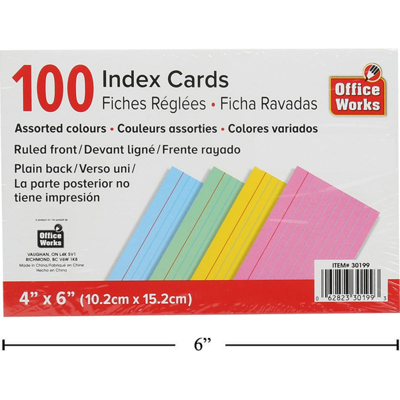 Tarjeta de índice con rayas de 100 piezas de 4x6 ", surtidos, envoltura retráctil