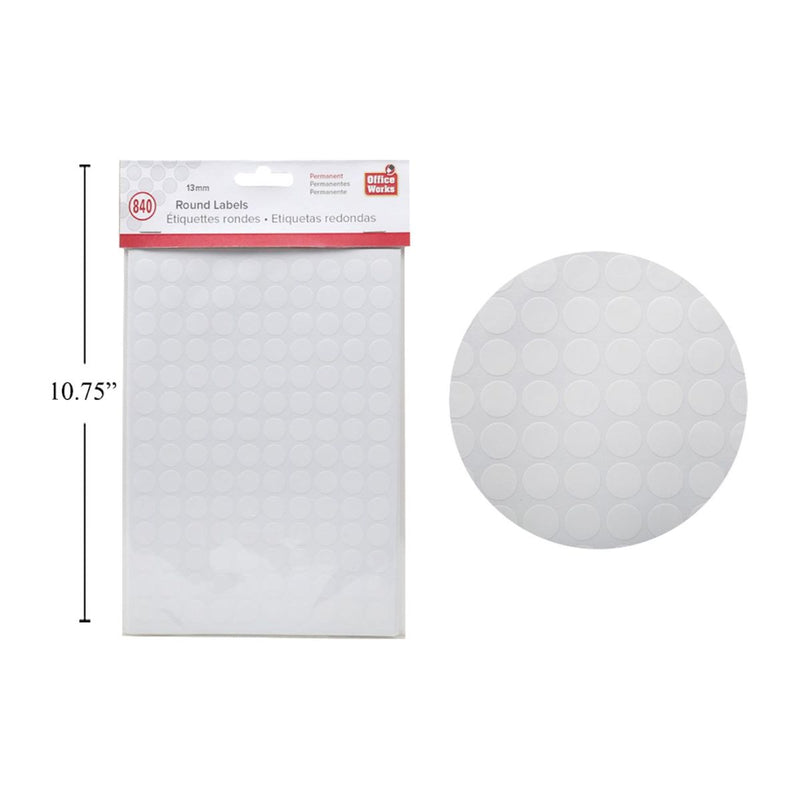 Etiqueta redonda, 840 piezas, 13 mm de diámetro, PBH