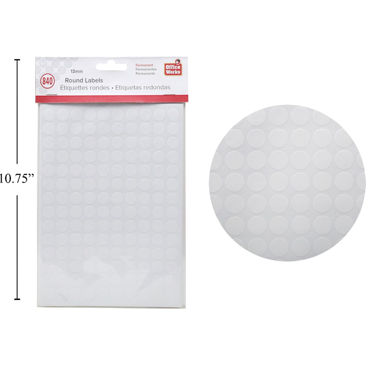 Etiqueta redonda, 840 piezas, 13 mm de diámetro, PBH