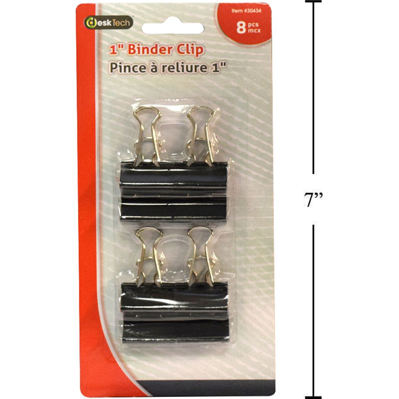 Desk Tech - Clip sujetapapeles para carpetas de 1 ", 8 piezas, negro
