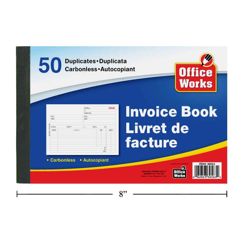 Libro de facturas duplicado, autocopiativo ( ingles) 50 unidades