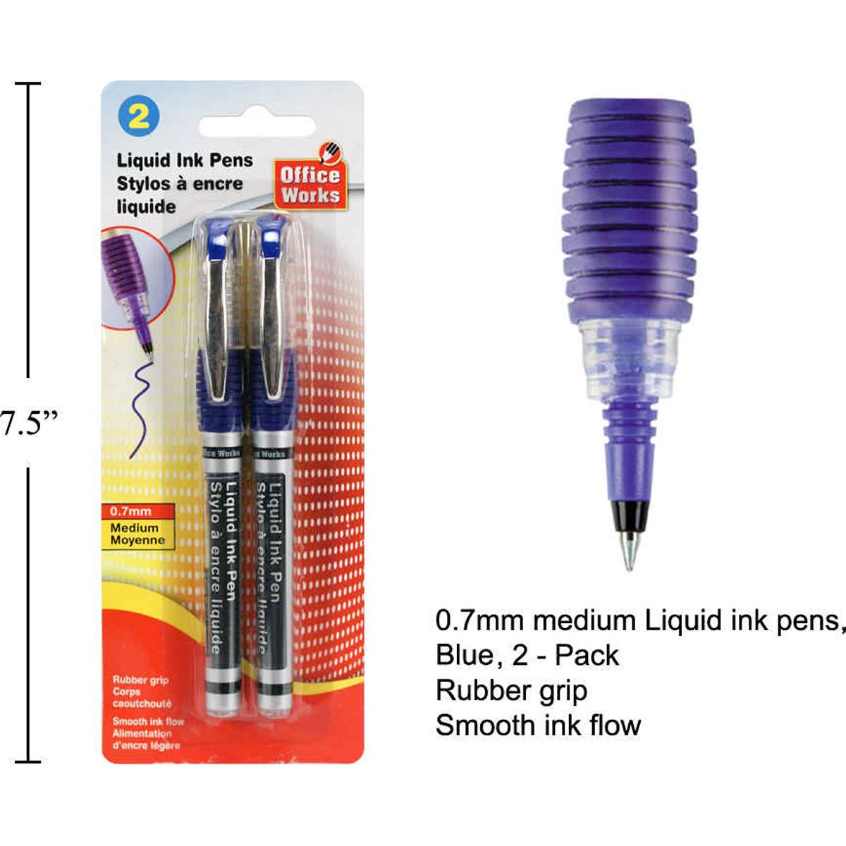 Bolígrafos de tinta líquida de 2 piezas, tinta azu