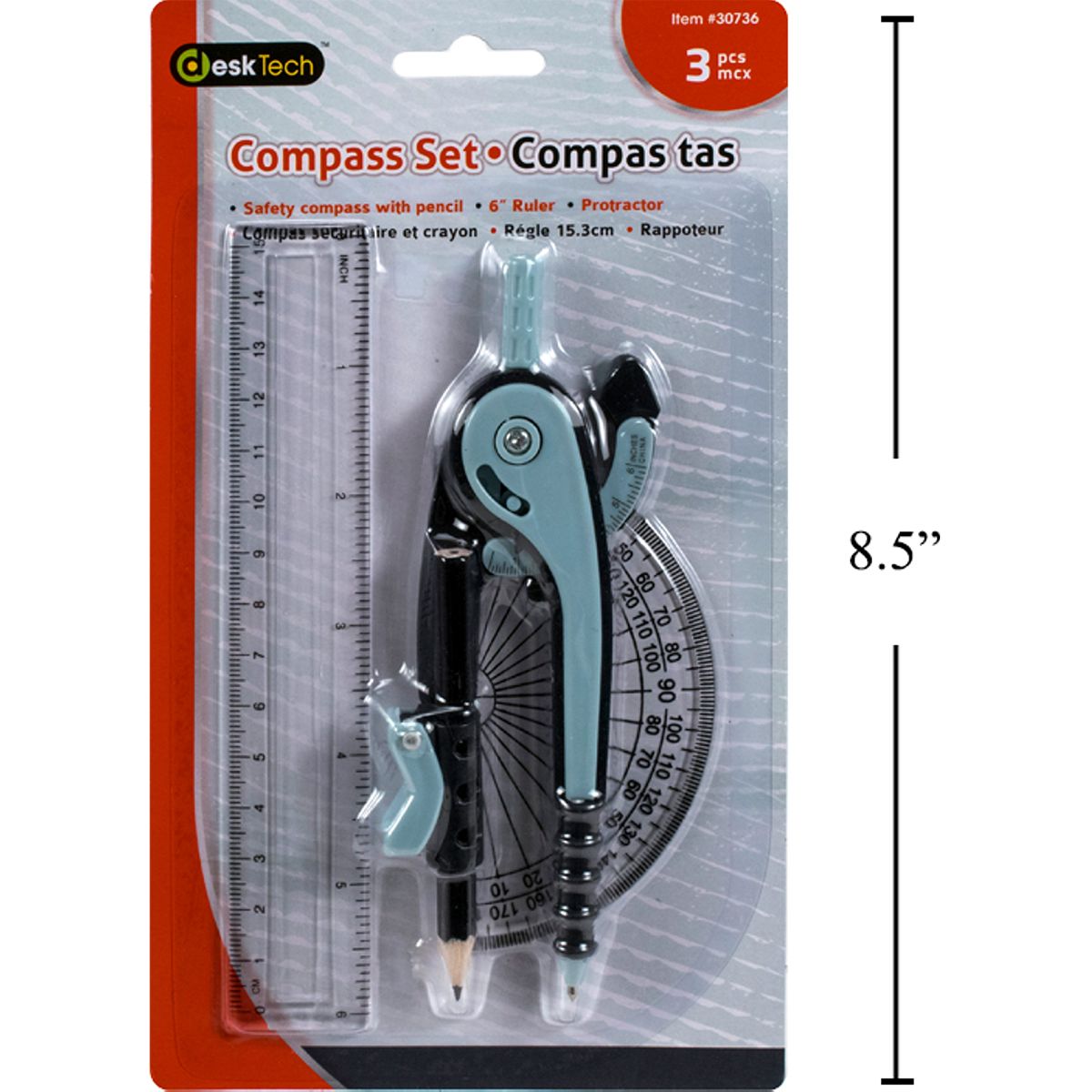 Juego de regla y compas Desk Tech dibujo