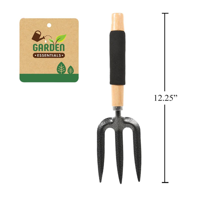 Garden E. Horquilla de acero al carbono de 12.25 "con mango de madera y agarre de espuma, cht