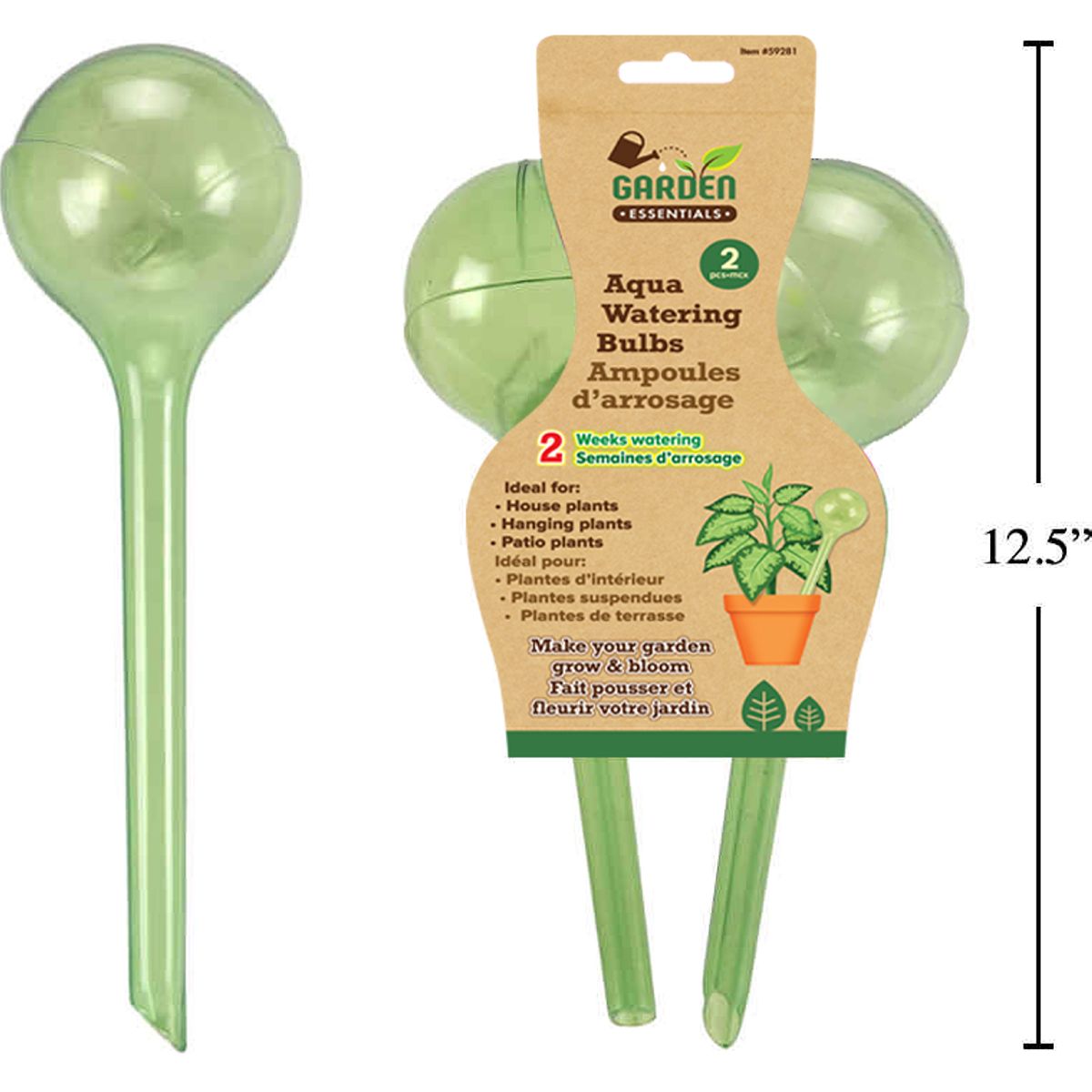 2 piezas de bombillas de riego Aqua Globe, tarjeta de manga; 3,3 "de diámetro x 11,4" de alto