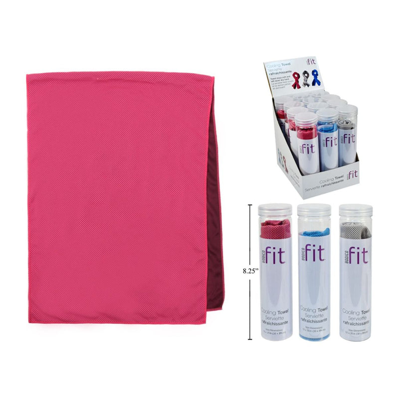 Toalla de ejercicio refrescante, 11x30.5 " Bodico Fit (1 Pza) (Viene en colores variados al azar)