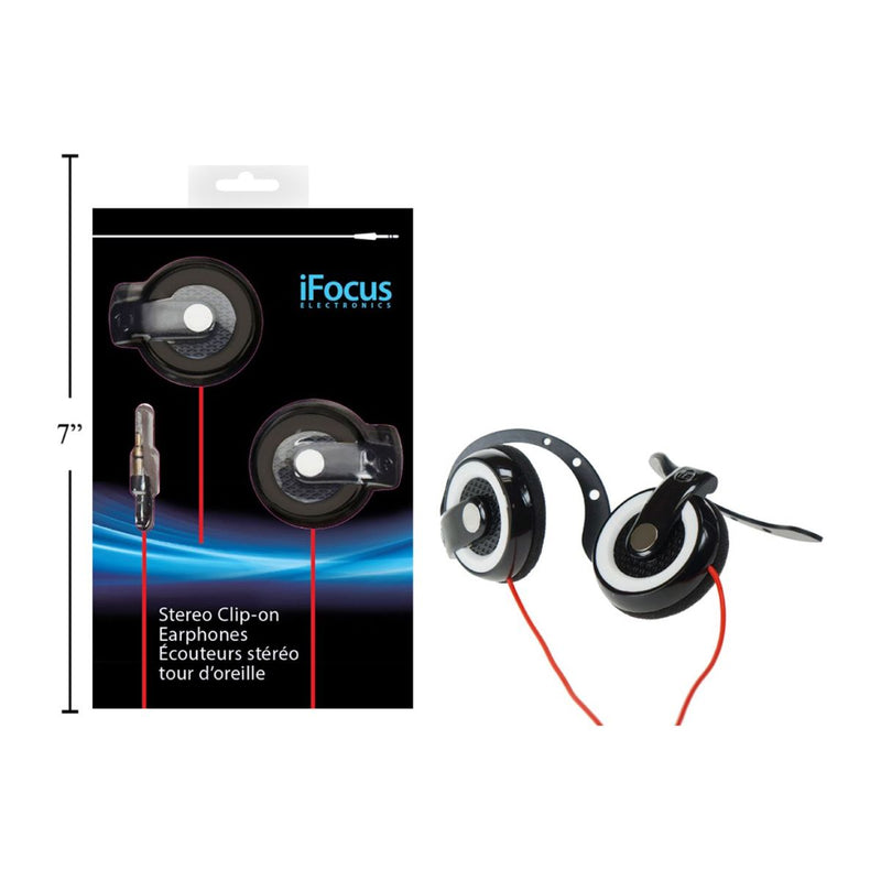 iFocus, auriculares estéreo con clip, 2 colores, bandeja de pvc colgante + funda