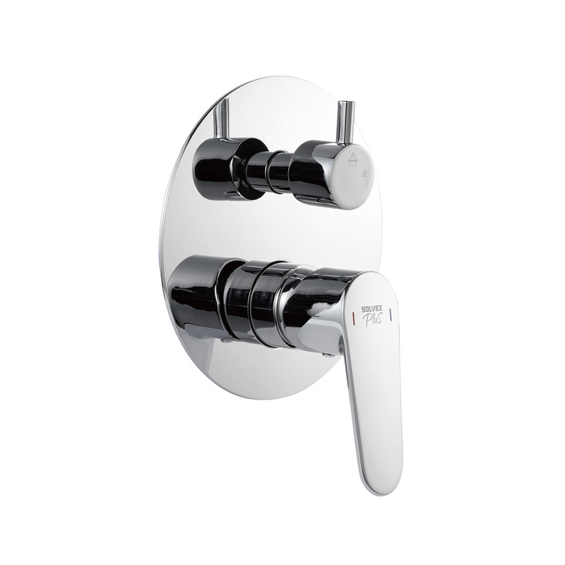 Llave De Palanca Maneral Para Ducha Con Desviador De 2 Funciones. Mezcladora Monomando para Empotrar En Regadera. Color Cromado. Garantía de por vida.