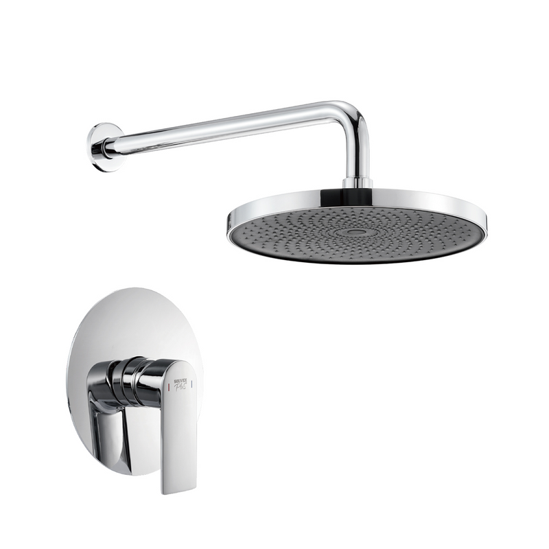 Ducha Para Empotrar. Juego De Mezcladora Monomando Con Regadera Redonda De 10”. Brazo A Pared De 50 cm. Garantía De Por Vida.