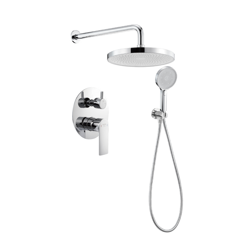 Ducha Para Empotrar. Juego De Mezcladora Monomando Con Regadera Redonda De 10” Y Ducha Teléfono De 3 Funciones. Garantía De Por Vida.