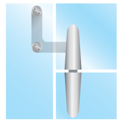 Pivote superior para sobrepanel y vidrio lateral con pivote. Satinado.