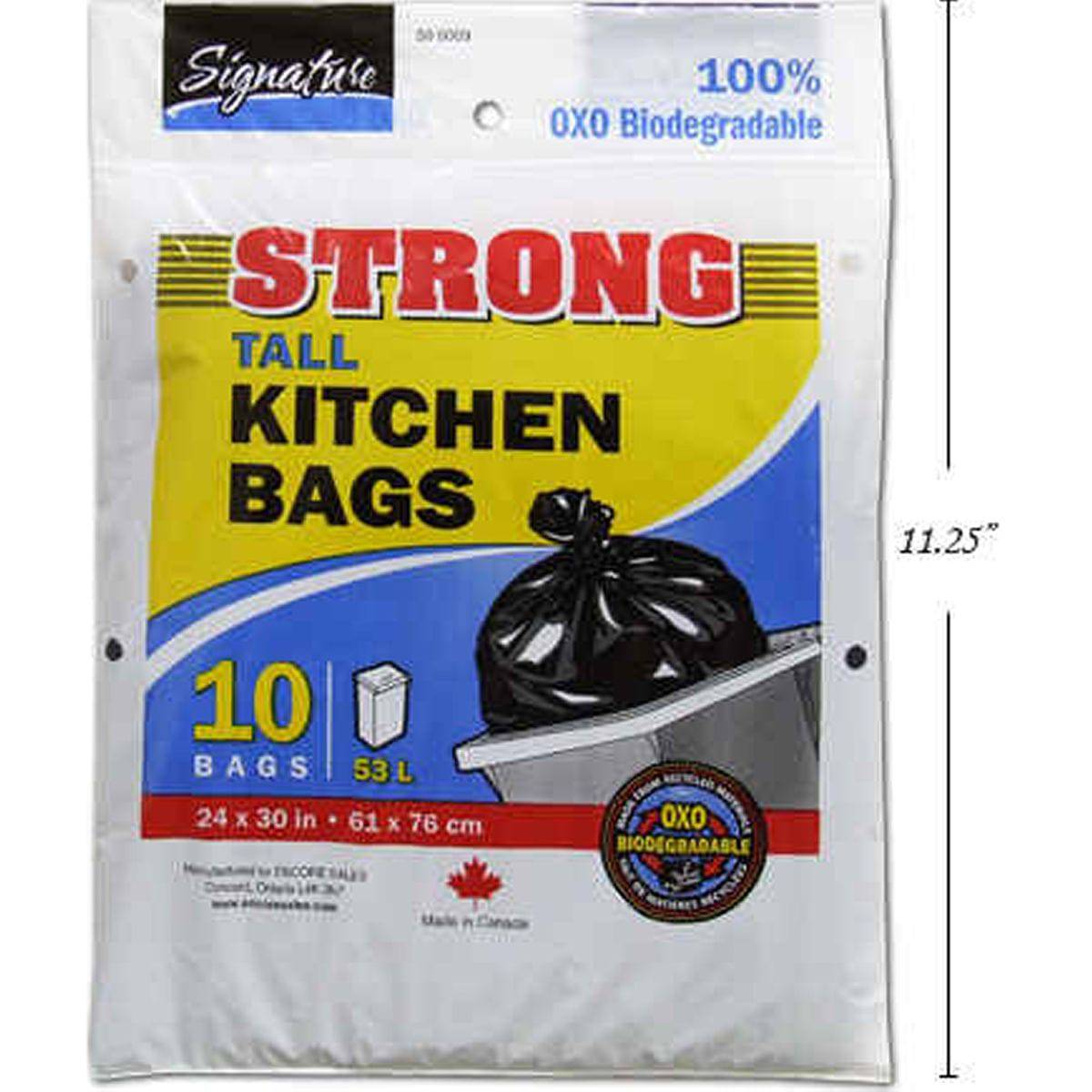 Bolsas De Basura Cocina De 10 Piezas De 24 X 30 "De Alto, Negras