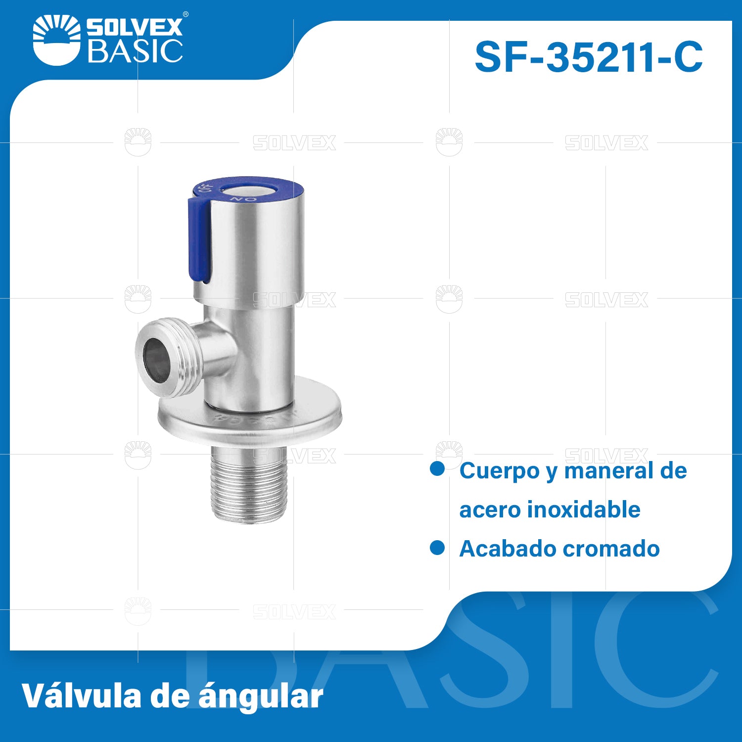 Llave de Ángulo para Lavamanos y fregadores. Válvula cromada de Acero Inoxidable.