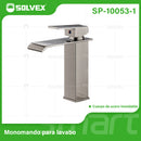 Llave de Lavamanos Individual. Acabado satinado. Grifo para Lavabo. Pluma Agua Fría y Caliente.
