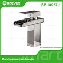 Llave de Lavamanos Individual. Acabado satinado. Grifo para Lavabo. Pluma Agua Fría y Caliente Tipo Cascada.