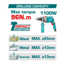 Drill Taladro Inalámbrico 96N.m 20V Función De Impacto. Motor sin escobillas. No Incluye Batería Ni Cargador.