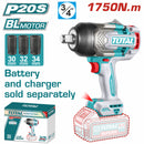 Llave de Impacto cuadrado 20V 3/4" Motor sin escobillas. 1750Nm Batería y cargador por separado. Super Total