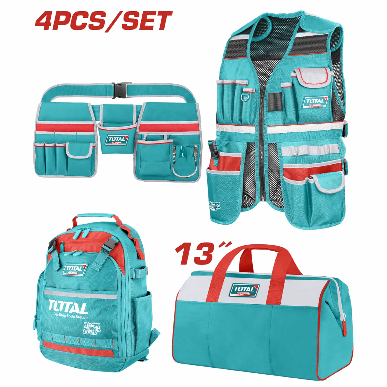 Combo del mes Total Mochila, Chaleco, cinturón y maletín para herramientas. POCAS UNIDADES