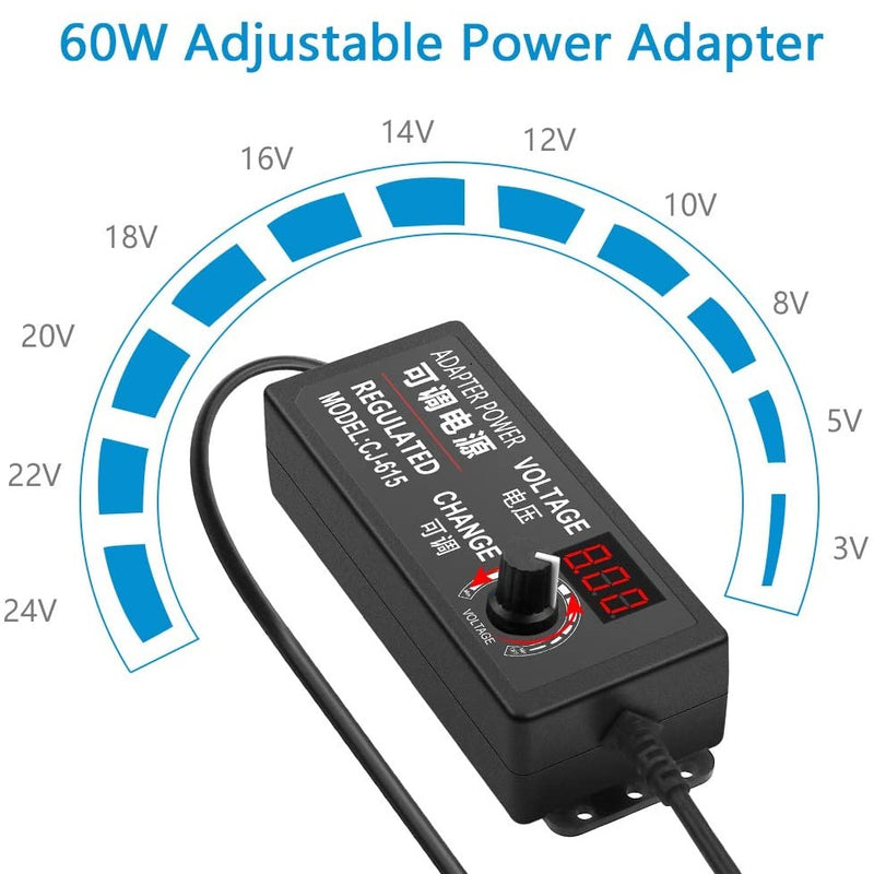 Adaptador de corriente con pantalla y regulador de voltaje, AC/DC  3V a 12V – 10A.