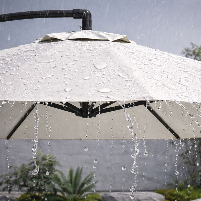 Sombrilla De Patio 2.7 mts Lona anti-UV Con Base Pesada de agua. Paraguas Para Jardín Exteriores. Color Blanco.