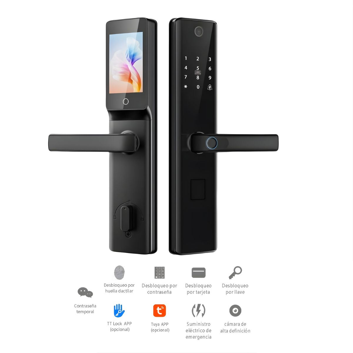 Cerradura Inteligente Digital Cerrojo Smart Lock 6 en 1. Llave Huella contraseña Bluetooth Camara app fácil de instalar
