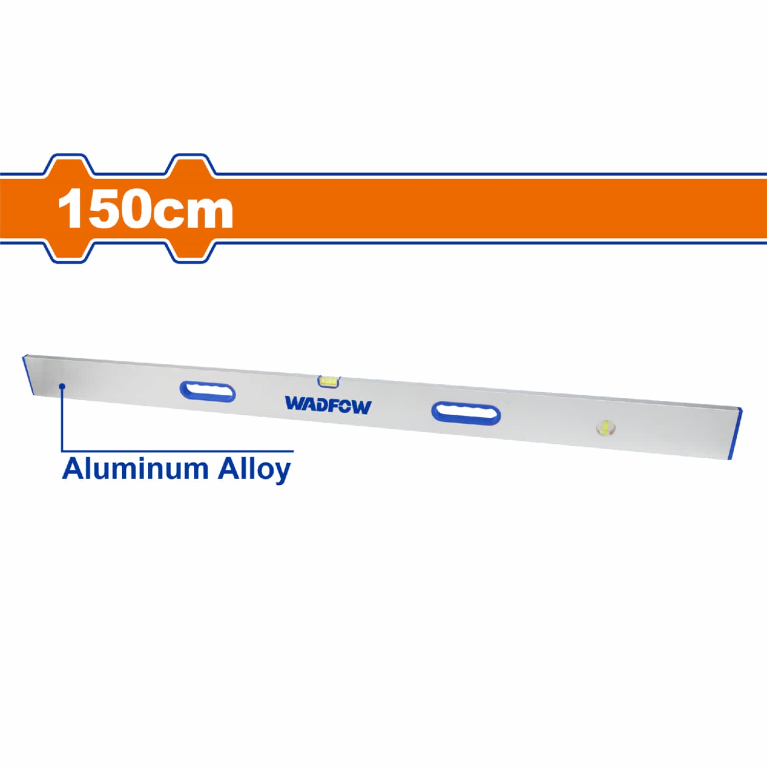 Nivel de Burbuja de Aluminio 150cm. Espesor: 1.0mm 3 niveles: 90° 180°