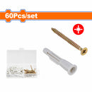 Tornillos para Aglomerado 5x60mm (30 pzas) y Anclajes de Plástico 8x52mm (30 pzas) , Acero Galvanizado, Pozidrive  Set de 60 Piezas. Madera comprimida.