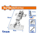 Bisagras ocultas 110º superpuestas 6x10cm. Auto cierre. Incluye 4 tornillos. Viene en par.