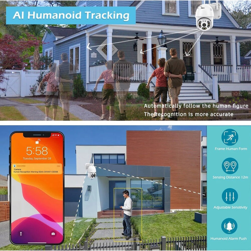 Cámara de seguridad inteligente con Wifi, a prueba de agua. 2MP.