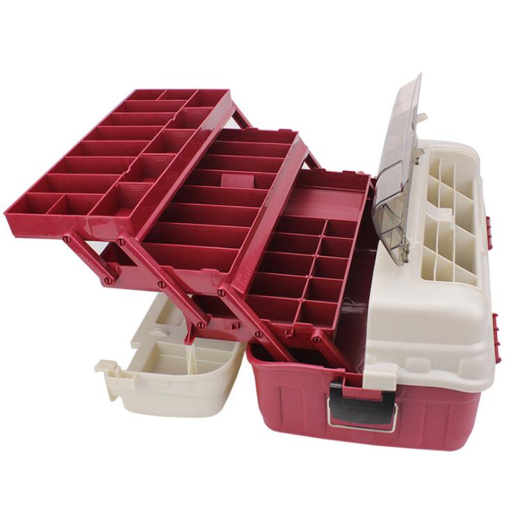 Caja 4 niveles señuelos y herramientas de pesca