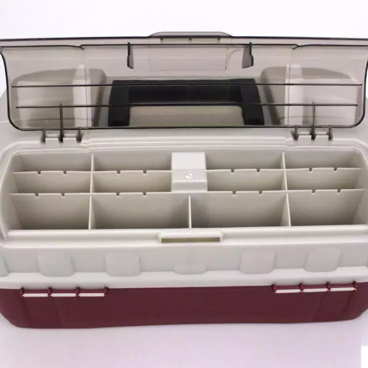 Caja 4 niveles señuelos y herramientas de pesca